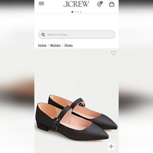 J Crew pointy-toe satin Mary Jane flats black sz 5 US gently used